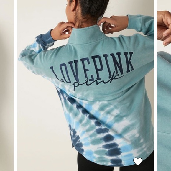 NWT Victoria's Secret PINK Varsity Oversized Half Zip Sweatshirt - Picture 13 of 14